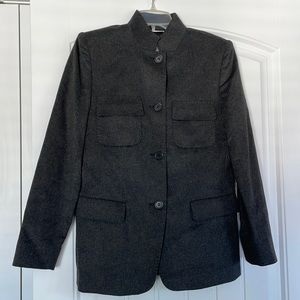 Max Mara Cashmere banded-collar blazer in gray.